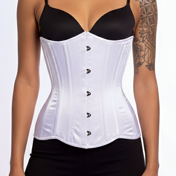 Orchid Satin Longline Underbust White Corset – Size 24